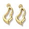 Brass Pendants, Cadmium Free & Lead Free, Irregular Heart Charms, Real 24K Gold Plated, 17x7x2mm, Hole: 1.2mm