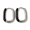 304 Stainless Steel & Enamel Hoop Earrings for Women, Rectangle, Stainless Steel Color, Black, 20.5x16x3mm