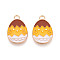 Alloy Enamel Pendants, Light Gold, Cadmium Free & Lead Free, Easter Egg Shape with Chick, Orange, 22x14x1.5mm, Hole: 2mm