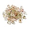Two Tone Transparent Glass Beads, Cube, Pale Green, 6x6x7mm, Hole: 1.4mm