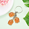 Tortoise Theme Gradient Color & Luminous Resin  Pendant Decoration, with Iron Split Key Rings, for Keychain, Purse, Backpack Ornament, Orange Red, 80mm, pendant: 26mm