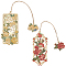 2Pcs 2 Styles Zinc Alloy Enamel Bookmarks, Metal Flower Pendant BookMarker, Mixed Color, 195~205mm, 1pc/style