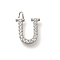 304 Stainless Steel Micro Pave Cubic Zirconia Pendants, Letter A~Z Charms, Letter U, 12.5x9.5x2mm, Hole: 1.8mm