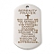Non-Tarnish 201 Stainless Steel Pendants, Oval with Word Serenity Prayer & Cross Charms, Stainless Steel Color, 49x28x2mm, Hole: 3mm