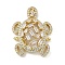 Rack Plating Brass Clear Cubic Zirconia Turtle Connector Charms, Long-Lasting Plated, Lead Free & Cadmium Free, Real 18K Gold Plated, 28x21.5x5.5mm, Hole: 1.2mm