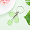 Tortoise Theme Gradient Color & Luminous Resin  Pendant Decoration, with Iron Split Key Rings, for Keychain, Purse, Backpack Ornament, Lawn Green, 80mm, pendant: 26mm