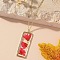 Rectangle with Inner Flower Resin Pendant Iron Cable Chain Necklaces for Women, Golden, Cerise, 17.72 inch(45cm)
