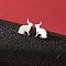 Stainless Steel Stud Earrings for Women, Left and Right, Rabbit, Stainless Steel Color, 6~12x5~11mm