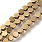 Electroplated Synthetic Non-magnetic Hematite Beads Strands, Hexagon, Golden Plated, 4.2x4x2mm, Hole: 0.6mm, about 102~104pcs/strand, 16.02 inch(40.7cm)