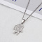 Brass Micro Pave Clear Cubic Zirconia Boy Pendant Necklaces, Platinum, 17.32 inch(44cm)
