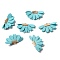 Korean Faux Suede Pendants, with Light Gold Plated Brass Finding, Petaline Charms, Cyan, 25x44.5x2mm, Hole: 3x1.5mm, 20pcs/bag