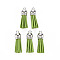 Faux Suede Tassel Pendant Decorations, with CCB Plastic Cord Ends, Yellow Green, Platinum, 33~35x10mm, Hole: 2.5mm