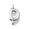 Brass Connector Charms, Lead Free & Cadmium Free, Long-Lasting Plated, Rack Plating, Platinum, Letter D, 12x6x2mm, Hole: 1.2mm