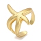 Rack Plating Brass Cuff Finger Rings for Women, Cadmium Free & Lead Free, Long-Lasting Plated, Real 18K Gold Plated, Starfish, 25mm, Inner Diameter: adjustable