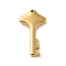 304 Stainless Steel Pendants,  Rhombus Key Charm, Real 14K Gold Plated, 18x10x2.5mm, Hole: 0.8mm
