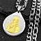 Teardrop with Father St. Benedict Pattern 201 Stainless Steel Pendant Necklaces for Men Women, Figaro Chain Necklaces, Golden & Stainless Steel Color, 21.50 inch(54.6cm)