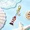 MIYUKI Delica Beaded Lighthouse Pendant Decorations, with Stainless Steel Starfish Charms and Alloy Swivel Lobster Claw Clasps, Colorful, 93mm