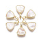 Brass Charms, with Freshwater Shell, Nickel Free, Real 18k Gold Plated, Triangle, Seashell Color, 14x11.5x3mm, Hole: 2x4mm