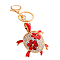 Zinc Alloy Keychain, with Rhinestone and Enamel, Tortoise, Red, Pendant: 75x56mm