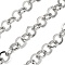 304 Stainless Steel Ring Link Chains, Unwelded, with Spool, Stainless Steel Color, 9.5x9x1.5mm