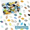 100Pcs 2 Colors Mosaic Tiles Glass Cabochons, for Home Decoration or DIY Crafts, Rhombus, Mixed Color, 18~20x12x3~4mm, 50pcs/color