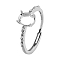 1Pc Rhodium Plated 925 Sterling Silver Adjustable Solitaire Ring Settings, Prong Ring Settings, Oval with 1Pc Suede Fabric Square Silver Polishing Cloth, Platinum, Tray: 8x6mm, Inner Diameter: 17mm, 1pc/style