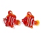 Handmade Lampwork Pendants, Fish, Red, 32~39x22~37x10~15mm, Hole: 2~4mm