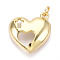 Brass Pendants, Heart with Cross, with Jump Ring, Real 18K Gold Plated, 21x18x5mm, Hole: 3.5mm