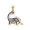 Brass Micro Pave Cubic Zirconia Pendants, Cadmium Free & Nickel Free & Lead Free, Real 18K Gold Plated, Dinosaur, Blue, 19.5x18.5x2.5mm, Hole: 4x3.5mm