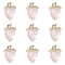 10Pcs Transparent Acrylic Pendants, Strawberry, Pink, 32x23x14.5mm, Hole: 2.5mm
