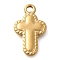 304 Stainless Steel Pendants, Cross Charm, Real 14K Gold Plated, 20x13x3.5mm, Hole: 1.8mm