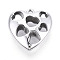 Acrylic Pendants, Hollow Heart Charms, Silver, 38x36.5x12.5mm, Hole: 2.5mm
