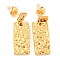 304 Stainless Steel with Textured Stud Earrings for Women, Real 18Ksem Gold Plated, Rectangle, 31x11mm