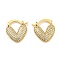 Rack Plating Brass Micro Pave Cubic Zirconia Heart Hoop Earrings for Women, Lead Free & Cadmium Free, Long-Lasting Plated, Real 18K Gold Plated, 19x17x3mm