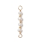 Natural Cultured Freshwater Pearl Potato Beaded Connector Charms, with Brass Double Loops, Golden, White, 31x4.5x4mm, Hole: 2.5mm and 3mm