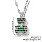Brass Micro Pave Green Cubic Zirconia Cute 3D Bear Pendant Necklaces for Women, Platinum, 15.75 inch(40cm)