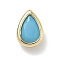 Teardrop Brass Micro Pave Cubic Zirconia Cabochons, Rack Plating, Long-Lasting Plated, Lead Free & Cadmium Free, Real 18K Gold Plated, Deep Sky Blue, 7.5x5x3mm