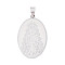 201 Stainless Steel Pendants, Oval with Virgin Mary, Laser Cut, Stainless Steel Color, 40x25x1mm, Hole: 4x9mm