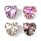 Brass Glass Rhinestone Sew on Rhinestones, Heart, Mixed Color, Platinum, 8x8x6mm, Hole: 1mm