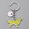 Alloy Keychain, with Enamel Dog Pendants, Pale Goldenrod, 8.5cm