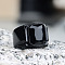 Alloy with Glass Finger Rings for Men, Black, Rectangle, Black, US Size 6(16.5mm)