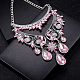 Le donne di moda gioielli di zinco collane collare di vetro in lega di strass fiore pettorina dichiarazione girocollo NJEW-BB15083-B-7