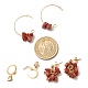 3 Pairs 3 Style Natural Red Jasper Chips Beaded Cluster Dangle Stud & Leverback Earrings EJEW-JE04895-01-3