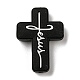 Croce con perline focali in silicone con la parola Gesù X-SIL-G006-01A-1
