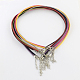 2mm Faux Suede Cord Necklace Making with Iron Chains & Lobster Claw Clasps X-NCOR-R029-M-1