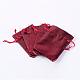 レクタングル布地バッグ  巾着付き  暗赤色  9x6.5cm ABAG-R007-9x7-03-2