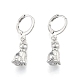 Brass Cat Dangle Leverback Earrings for Women EJEW-N012-105P-2