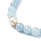 Pulsera elástica con cuentas de cuarzo natural y perlas para mujer BJEW-JB09384-04-3