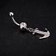 Piercing Jewelry Platinum Plated  Brass Cubic Zirconia Anchor Navel Ring Belly Rings AJEW-EE0001-97-3