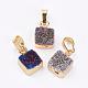 Electroplated Natural Druzy Quartz Crystal Charms G-G673-02-1